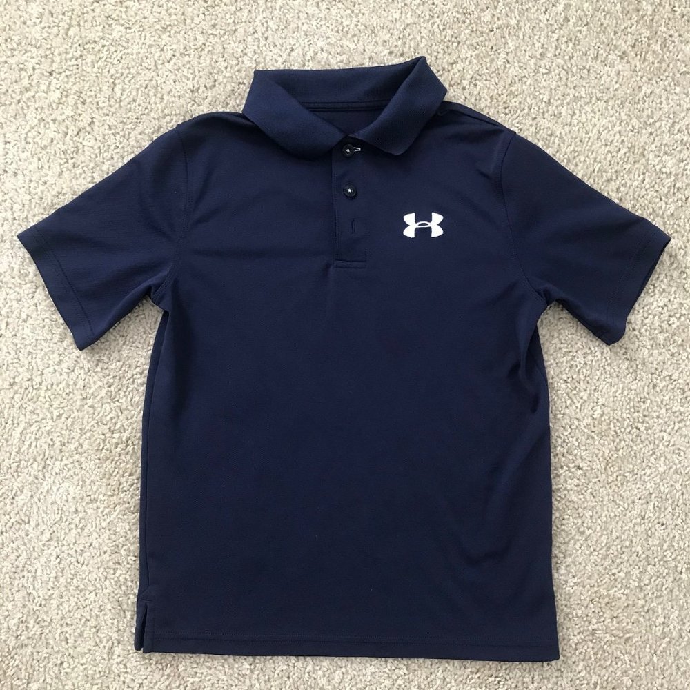 Boys UNDER ARMOUR HEATGEAR POLO LOOSE Kids Size Youth Medium Color Blue